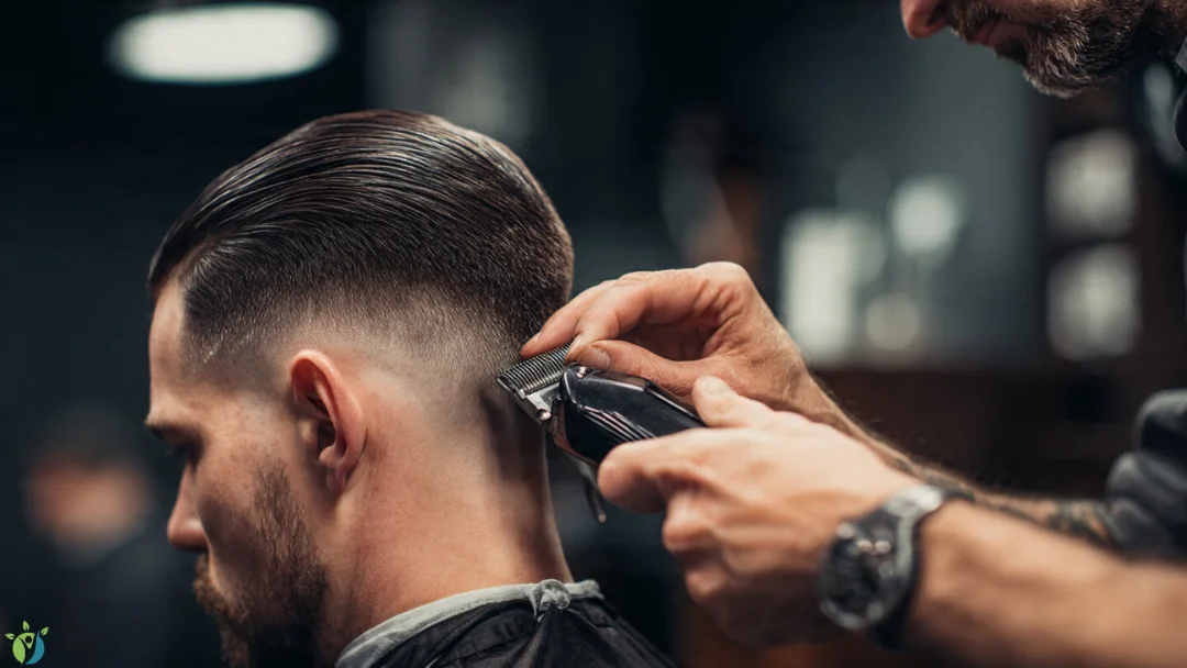 Barber performing precise clipper work to create clean fades and precision tapers on a client's haircut.